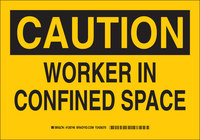 image of Brady B-555 Aluminum Rectangle Yellow Confined Space Sign - 10 in Width x 7 in Height - 126744