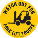 image of Brady B-819 Vinyl Circle Yellow Truck & Forklift Warehouse Traffic Sign - 17 in Width x 17 in Height - Laminated - 92404