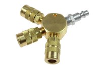 image of Coilhose 3 Port Flat Hex Manifold 3122-14X - 1/4" ARO Connector Inlet - 1/4 in 6 Ball ARO Interchange Thread - 92092