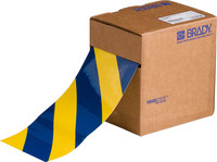 image of Brady Toughstripe Blue / Yellow Floor Marking Tape - 4 in Width x 100 ft Length - 0.008 in Thick - 84581