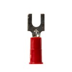 image of 3M Scotchlok MV18-6FBX Red Locking Brazed Vinyl ETP Copper Brazed Fork & Spade Terminal - 0.85 in Length - 0.3 in Wide - 0.3 in Fork Width - 0.145 in Max Insulation Outside Diameter - 0.07 in Inside D