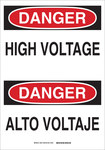 image of Brady B-302 Polyester Rectangle White Electrical Safety Sign - 10 in Width x 14 in Height - Laminated - Language English / Spanish - 90797