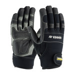 image of PIP Maximum Safety Gunner AV 120-4400 Black/Gray Large Cotton/Lycra/Neoprene/Nylon/Nylon/PVC/Rubber/Synthetic Leather Work Gloves - 9.8 in Length - 120-4400/L