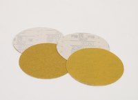 image of 3M Hookit 236U Coated Aluminum Oxide Yellow Hook & Loop Disc - Paper Backing - C Weight - P150 Grit - Very Fine - 5 in Diameter - 86395