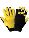 image of Global Glove Thunder Glove SG7700IN Black/Yellow Large Deerskin Leather/Rubber/Spandex Mechanic's Gloves - SG7700IN/LG