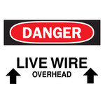 image of Brady B-120 Fiberglass Reinforced Polyester Rectangle White Overhead Power Lines Sign - 14 in Width x 10 in Height - 69339