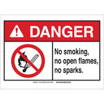 image of Brady B-302 Polyester Rectangle White No Smoking Sign - 14 in Width x 10 in Height - 143782