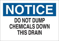 image of Brady B-401 Polystyrene Rectangle White Chemical Disposal Sign - 10 in Width x 7 in Height - 22355