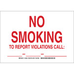 image of Brady B-555 Aluminum Rectangle White No Smoking Sign - 14 in Width x 10 in Height - 128043