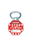 image of Brady Shock-Stop White on Red Vinyl-Coated Steel Lockout/Tagout Hasp 87693 - 6 Padlock Capacity - 754476-87693