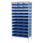 image of Akro-Mils Shelfmax AWS183630178 Fixed Shelving System - Steel - 12 Shelves - 36 Bins - AWS183630178 BLUE