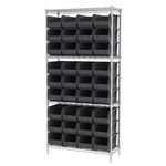 image of Akro-Mils Akrobin AWS143630240 Fixed Shelving System - Steel - 4 Shelves - 36 Bins - AWS143630240 BLACK