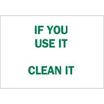image of Brady B-555 Aluminum Rectangle White Keep Clean Sign - 10 in Width x 7 in Height - 42363