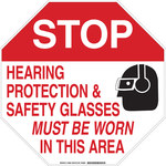 image of Brady B-555 Aluminum Octagon White PPE Sign - 18 in Width x 18 in Height - 128682