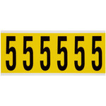 image of Brady 3450-5 Number Label - Black on Yellow - 1 1/2 in x 3 1/2 in - B-498 - 34505