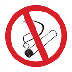 image of Brady B-302 Polyester Rectangle White No Smoking Sign - 7 in Width x 7 in Height - Laminated - 88520