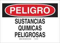 image of Brady B-120 Fiberglass Reinforced Polyester Rectangle White Hazardous Material Sign - 10 in Width x 14 in Height - Language Spanish - 39161
