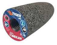 image of Weiler Tiger AO Aluminum Oxide Abrasive Cone - Threaded Nut Attachment - 1 1/2 in Length - 5/8-11 UNC Center Hole - 68303