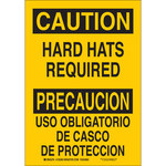image of Brady B-120 Fiberglass Reinforced Polyester Rectangle Yellow PPE Sign - 14 in Width x 20 in Height - Language English / Spanish - 39965