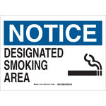 image of Brady B-555 Aluminum Rectangle White Smoking Area Sign - 10 in Width x 7 in Height - 132005