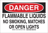 image of Brady B-555 Aluminum Rectangle White Flammable Material Sign - 10 in Width x 7 in Height - 123689