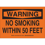image of Brady B-555 Aluminum Rectangle Orange No Smoking Sign - 10 in Width x 7 in Height - 128184