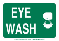 image of Brady B-401 Polystyrene Rectangle Green Eyewash & Shower Sign - 14 in Width x 10 in Height - 122483