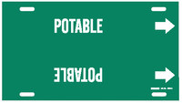 image of Brady 4261-G Strap-On Pipe Marker, 8 in to 9 7/8 in - Water - Plastic - White on Green - B-915 - 88067