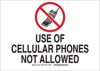 image of Brady B-555 Aluminum Rectangle White No Electronics Sign - 10 in Width x 7 in Height - 132027