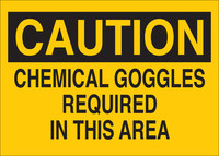 image of Brady B-401 Polystyrene Rectangle Yellow Chemical Warning Sign - 10 in Width x 7 in Height - 22577