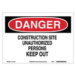 image of Brady B-586 Paper Rectangle White Construction Site Sign - 14 in Width x 10 in Height - 116011