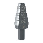 image of Irwin Unibit 9/16-1 in Hole Enlarging Step Drill Bit 10220 - High-Speed Steel - 3 Flatted Shank