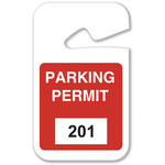 image of Brady Red Vinyl Pre-Printed Vehicle Hang Tag 96272 - Printed Text = PARKING PERMIT - 2 3/4 in Width - 4 3/4 in Height - 754476-96272