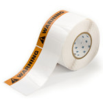image of Brady THTEL-25-483-1-WA Die-Cut Printer Label Roll - 6 in x 4 in - Polyester - Black / Red on White - B-483 - 60879