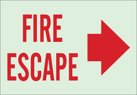 image of Brady Bradyglo B-347 Polyester / Polystyrene Rectangle Green Fire Exit Sign - 10 in Width x 7 in Height - 90952