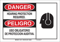 image of Brady B-555 Aluminum Rectangle White PPE Sign - 10 in Width x 7 in Height - Language English / Spanish - 125109