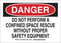 image of Brady B-555 Aluminum Rectangle White Confined Space Sign - 10 in Width x 7 in Height - 126828