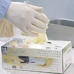image of QRP Qualatex Miracle Grip MG09 White Large Powder Free Disposable Gloves - Industrial Grade - 9 in Length - Rough Finish - 6 mil Thick