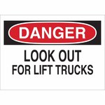 image of Brady B-302 Polyester Rectangle White Truck & Forklift Warehouse Traffic Sign - 10 in Width x 7 in Height - Laminated - 88131