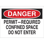 image of Brady B-120 Fiberglass Reinforced Polyester Rectangle White Confined Space Sign - 10 in Width x 7 in Height - 65948
