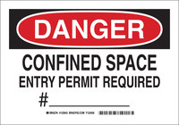 image of Brady B-555 Aluminum Rectangle White Confined Space Sign - 10 in Width x 7 in Height - 123641