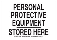 image of Brady B-555 Aluminum Rectangle White PPE Sign - 10 in Width x 7 in Height - 128490