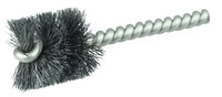 image of Weiler Steel Single Spiral Tube Brush - Unthreaded Stem Attachment - 1 in Width x 3.5 in Length - 1 in Diameter - 0.008 in Bristle Diameter - 21078