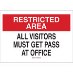 image of Brady B-555 Aluminum Rectangle White Restricted Area Sign - 10 in Width x 7 in Height - 122422