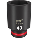 image of Milwaukee SHOCKWAVE Impact Duty 49-66-6418 6 Point 43 mm Deep Socket - Forged Steel - 3/4 in Drive - 2.48 in Length - 58387