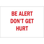 image of Brady B-555 Aluminum Rectangle White Safety Awareness Sign - 14 in Width x 10 in Height - 42923