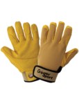 image of Global Glove Gripster Sport Yellow/Golden Large Goatskin Spandex Work Gloves - Leather Palm & Fingertips Coating - SG5308