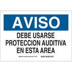 image of Brady B-555 Aluminum Rectangle White PPE Sign - 14 in Width x 10 in Height - Language Spanish - 38342