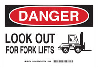 image of Brady B-555 Aluminum Rectangle White Truck & Forklift Warehouse Traffic Sign - 10 in Width x 7 in Height - 123743