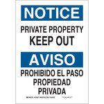 image of Brady B-555 Aluminum Rectangle White Restricted Area Sign - 7 in Width x 10 in Height - Language English / Spanish - 125055